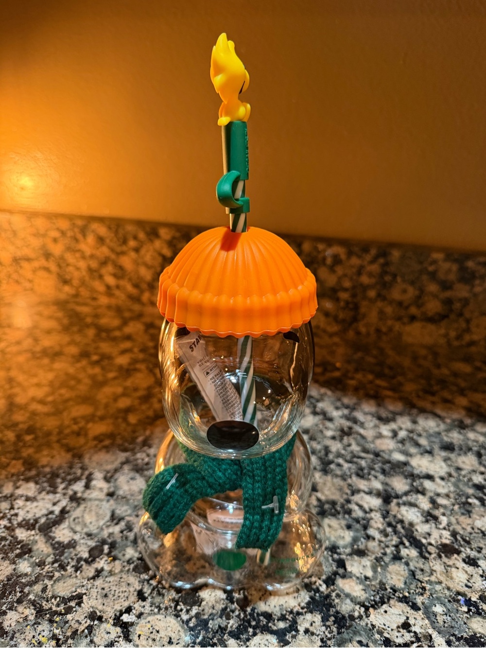 Starbucks Orange Top Green Scarf Snowman Ornament Clip